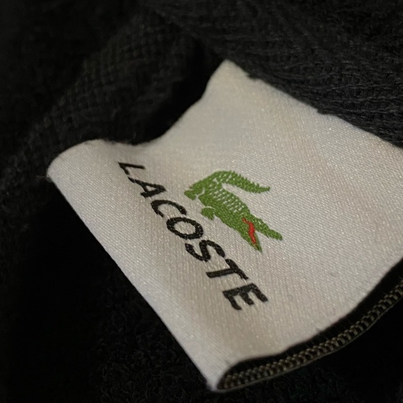 Lacoste Classic Bath Robe Unisex One Size Black Heavy Cotton/Poly Blend - Picture 7 of 7